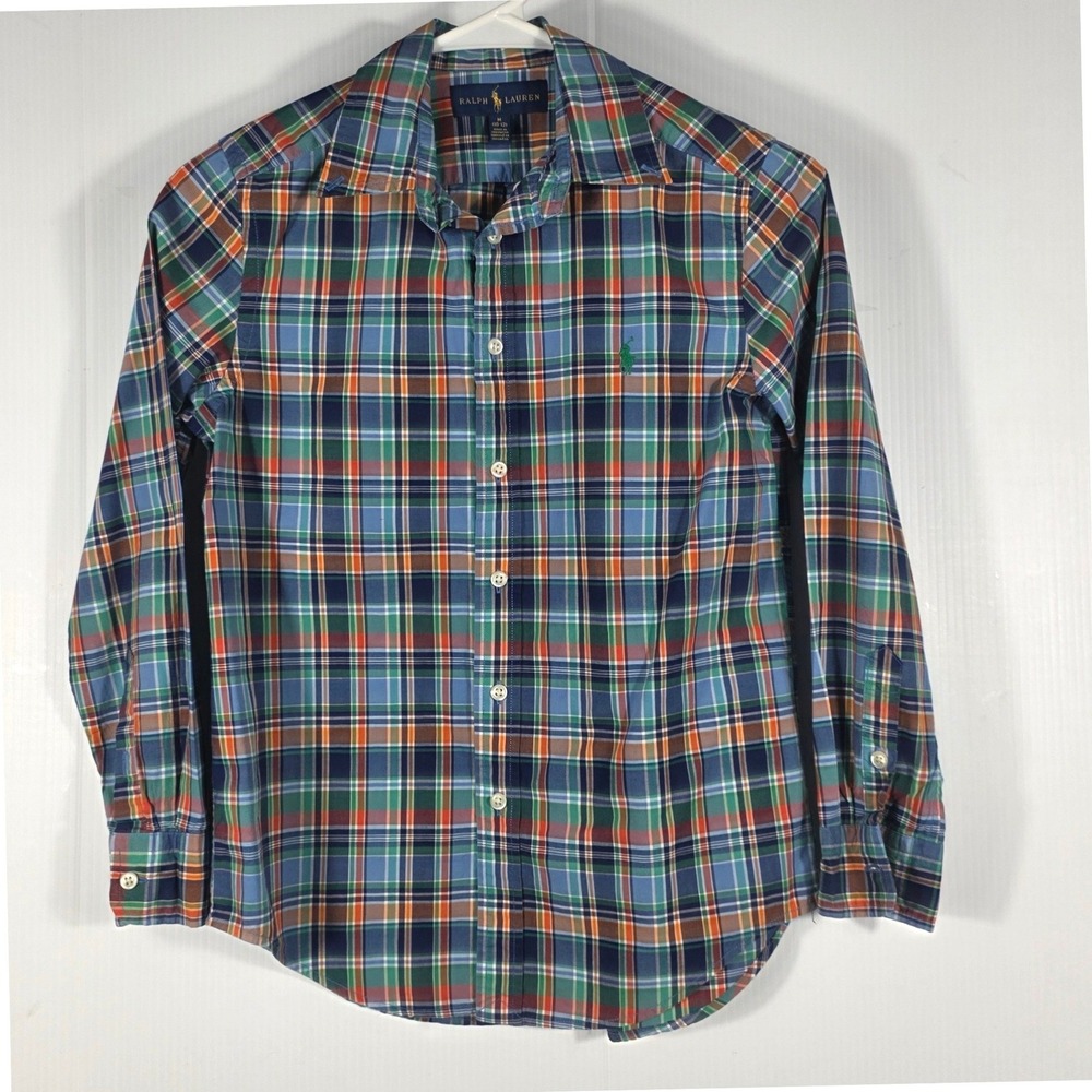Ralph Lauren Boys M 10-12 Plaid Button Down Shirt Long Sleeve Multi Color